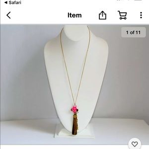 J. Crew pink flower 🌸 tassel necklace